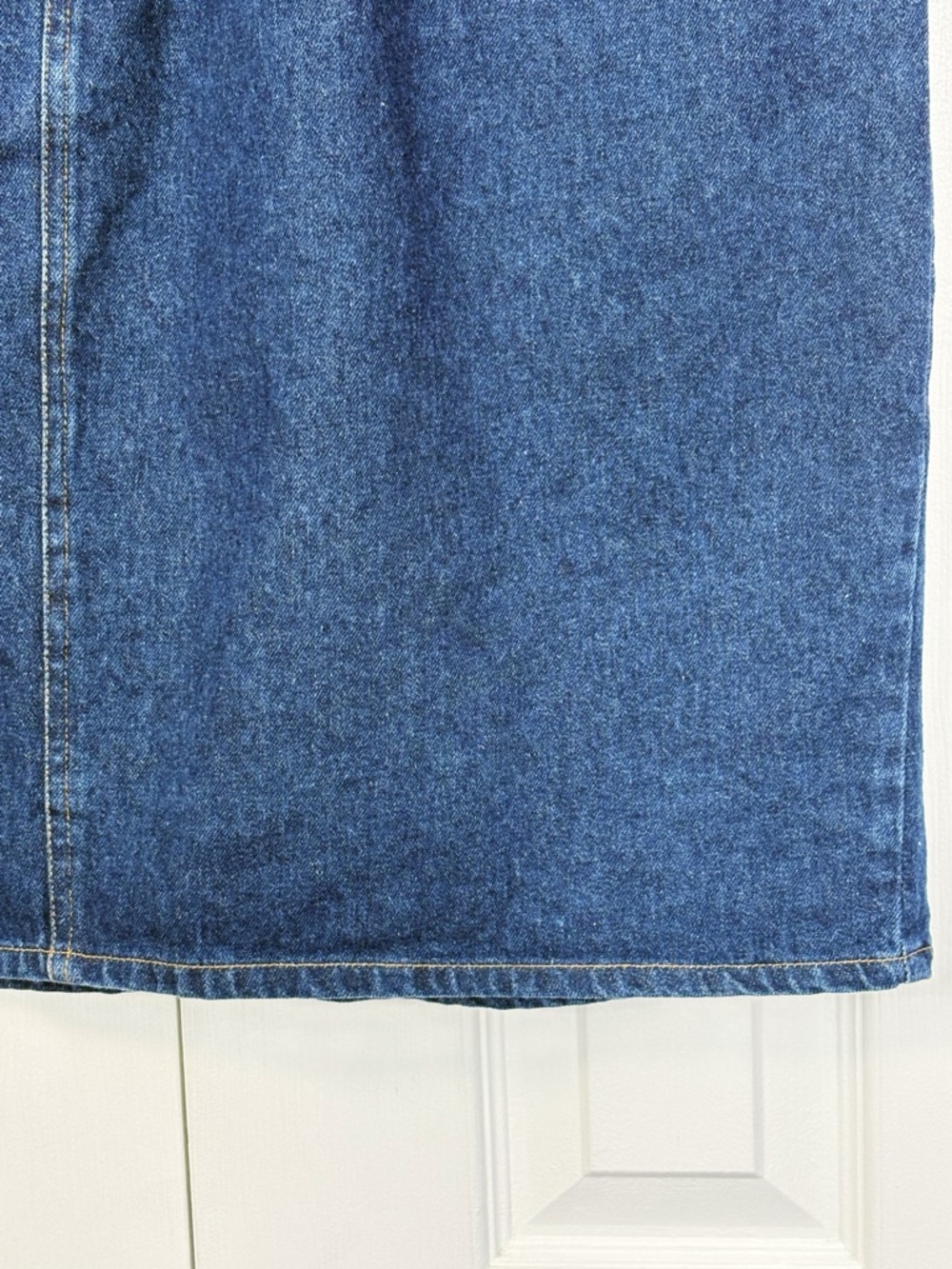 Vintage Sudden Impact Blue Denim Plaid Print Patchwork Jean Skirt 20 - Picture 8 of 16